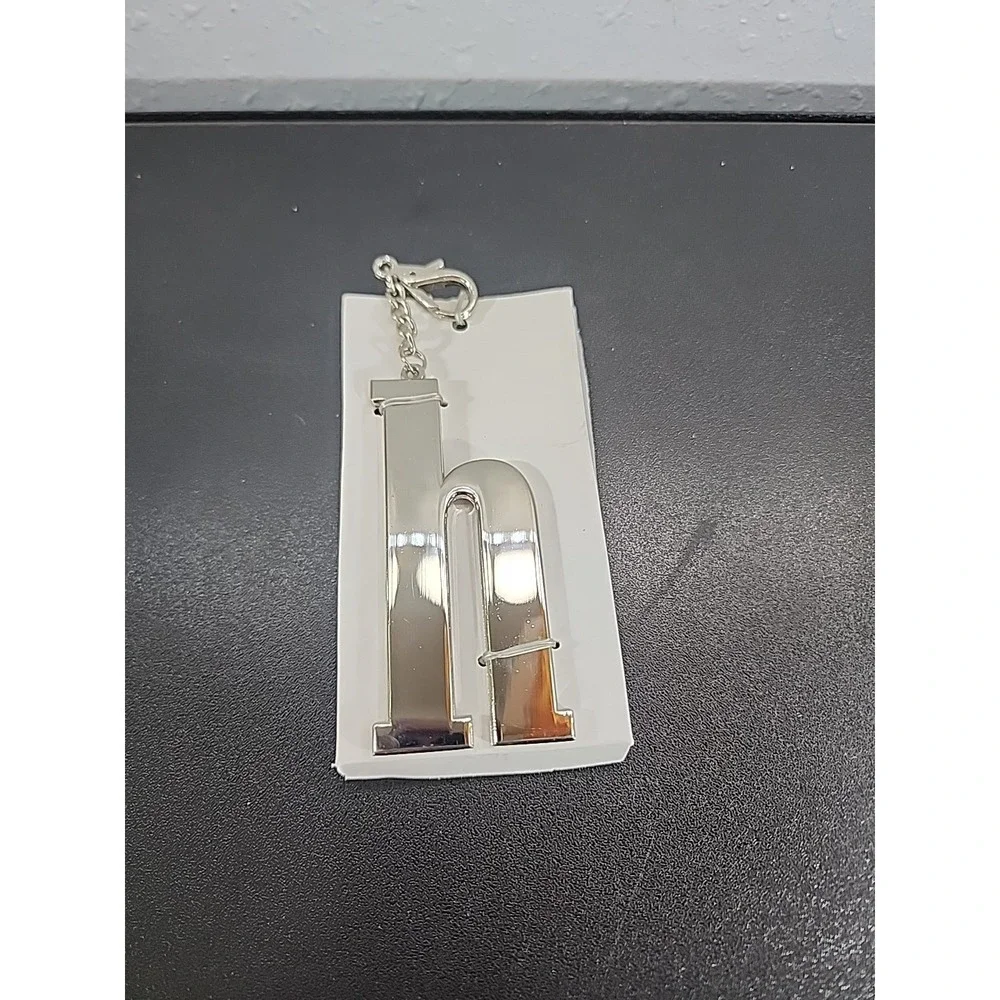 New-Letter H Keychain Silver‎ Tone Metal Ganz Initial Key Ring Purse Fob
